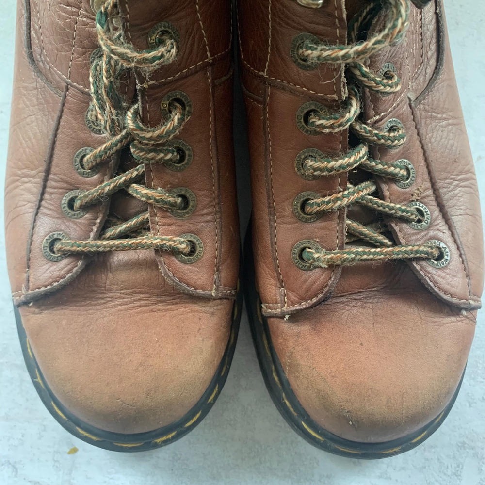 Dr Martens Brown Leather Work Boots Mens 8 Womens 9 Lace Up AirWair Ankle Boots - Picture 11 of 11